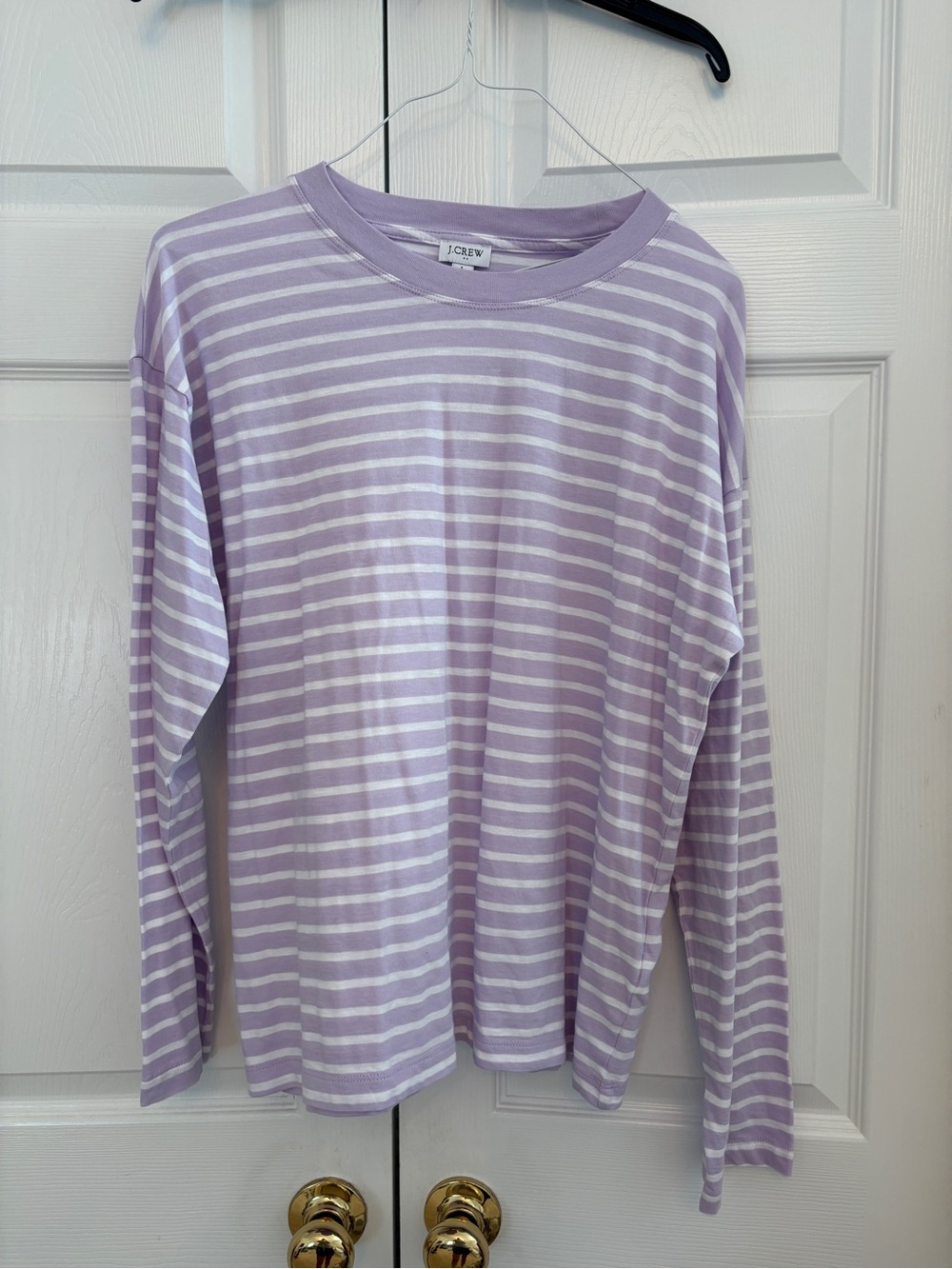 J. Crew Lavender and White Striped Long-Sleeve Tee